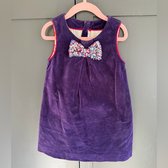 Boden Other - Boden Purple Dress with Sequin Bow | Red Trim | Sweets Lining | 3-4 Years